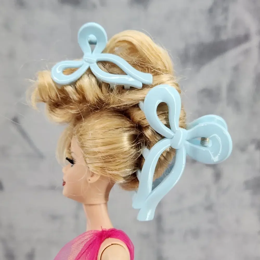 3 pc Ribbon Shaped Claw Clip Set, Hair clips, Light Blue by Princess Accessories
